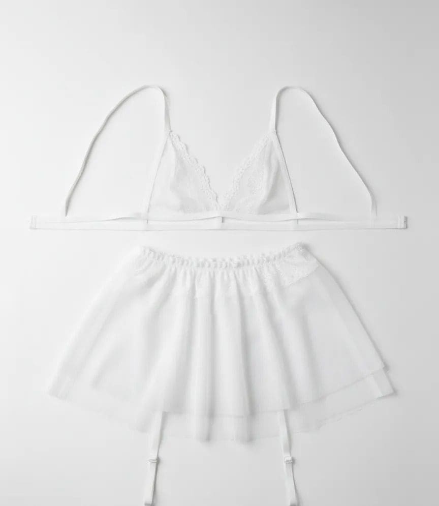 Conjunto Lenceria 3 Piezas Sexy Arnes Tul Pollera Encaje - Image 10