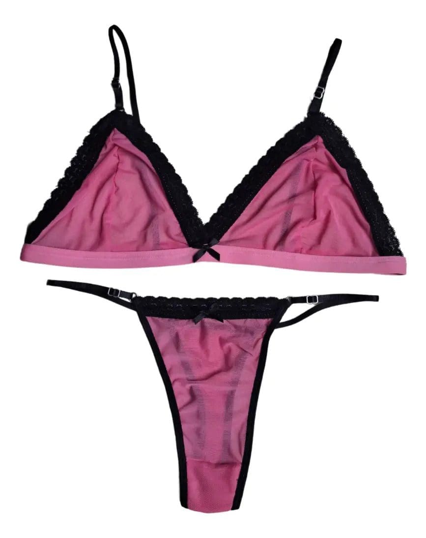 Conjunto Lenceria Bralette Microtul Translucido Tanga Sexy - Image 4